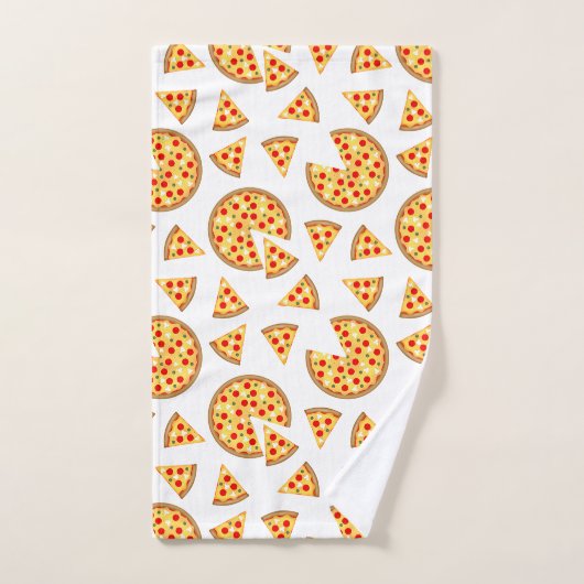 Koele leuke pizza en plakjes patroon op wit bad handdoek (Handdoek)