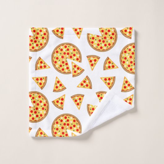 Koele leuke pizza en plakjes patroon op wit bad handdoek (Wasdoekje)