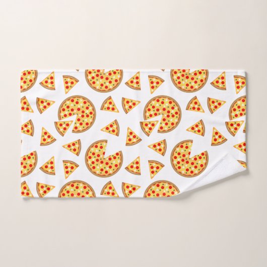 Koele leuke pizza en plakjes patroon op wit bad handdoek (Handdoek)