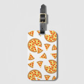 Koele leuke pizza en plakjes patroon op wit bagagelabel (Voorkant (verticaal))