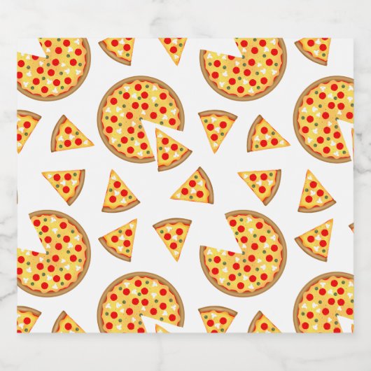 Koele leuke pizza en plakjes patroon op wit bier etiket (Enkel label)