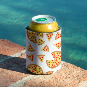 Koele leuke pizza en plakjes patroon op wit blikjeskoeler