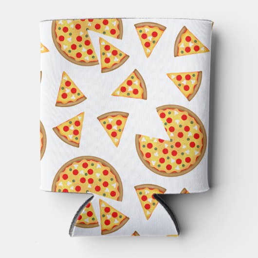 Koele leuke pizza en plakjes patroon op wit blikjeskoeler (Voorkant)