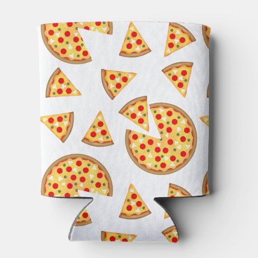 Koele leuke pizza en plakjes patroon op wit blikjeskoeler (Achterkant)