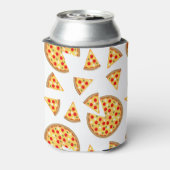 Koele leuke pizza en plakjes patroon op wit blikjeskoeler (Blikje Achterkant)