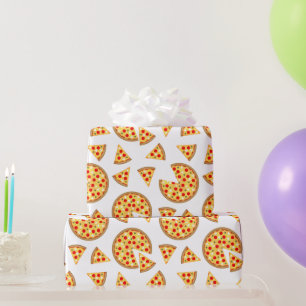 Koele leuke pizza en plakjes patroon op wit cadeaupapier