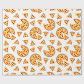 Koele leuke pizza en plakjes patroon op wit cadeaupapier (Vlak)