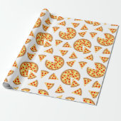 Koele leuke pizza en plakjes patroon op wit cadeaupapier (Uitgerold)