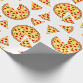 Koele leuke pizza en plakjes patroon op wit cadeaupapier (Hoek)