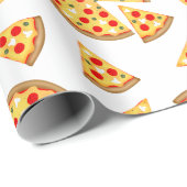 Koele leuke pizza en plakjes patroon op wit cadeaupapier (Rol Hoek)