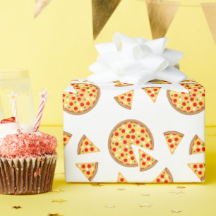 Koele leuke pizza en plakjes patroon op wit cadeaupapier