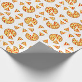 Koele leuke pizza en plakjes patroon op wit cadeaupapier (Hoek)