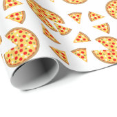 Koele leuke pizza en plakjes patroon op wit cadeaupapier (Rol Hoek)