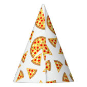Koele leuke pizza en plakjes patroon op wit feesthoedjes (Achterkant)
