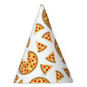 Koele leuke pizza en plakjes patroon op wit feesthoedjes (Rechts)
