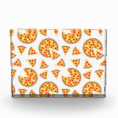 Koele leuke pizza en plakjes patroon op wit fotoblokken (Voorkant)