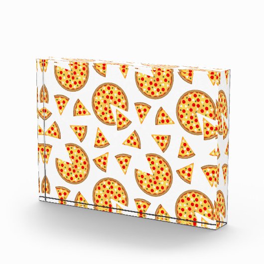 Koele leuke pizza en plakjes patroon op wit fotoblokken (Rechts)