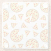 Koele leuke pizza en plakjes patroon op wit glazen onderzetter (Achterkant)
