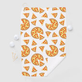 Koele leuke pizza en plakjes patroon op wit golfhanddoek (Insitu)