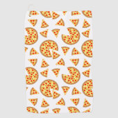 Koele leuke pizza en plakjes patroon op wit golfhanddoek (Voorkant)
