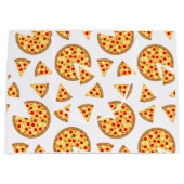Koele leuke pizza en plakjes patroon op wit groot cadeauzakje (Voorkant)
