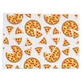 Koele leuke pizza en plakjes patroon op wit groot cadeauzakje (Achterkant)