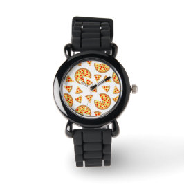 Koele leuke pizza en plakjes patroon op wit horloge