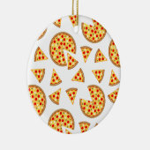 Koele leuke pizza en plakjes patroon op wit keramisch ornament (Rechts)