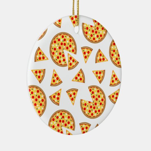 Koele leuke pizza en plakjes patroon op wit keramisch ornament (Rechts)
