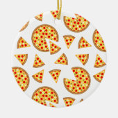 Koele leuke pizza en plakjes patroon op wit keramisch ornament (Voorkant)
