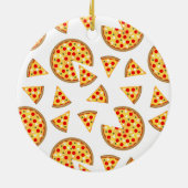 Koele leuke pizza en plakjes patroon op wit keramisch ornament (Achterkant)