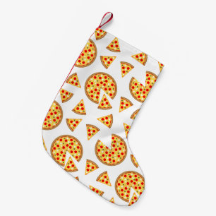 Koele leuke pizza en plakjes patroon op wit kleine kerstsok