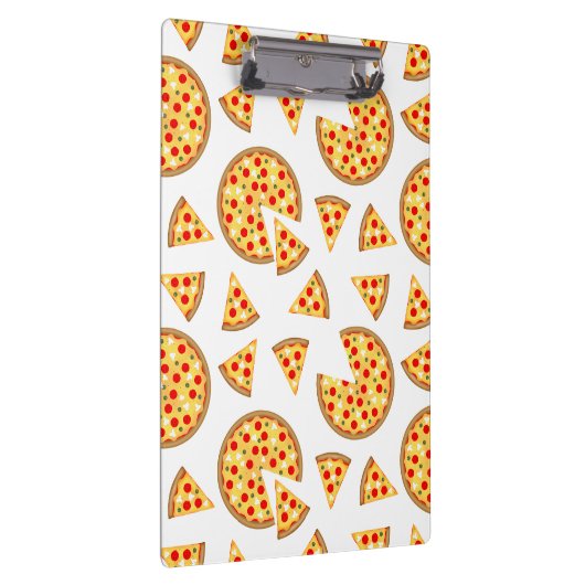 Koele leuke pizza en plakjes patroon op wit klembord (Rechts)