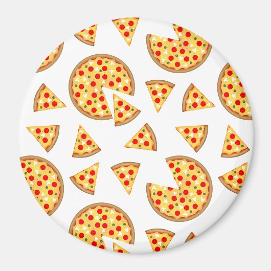 Koele leuke pizza en plakjes patroon op wit magneet (Voorkant)