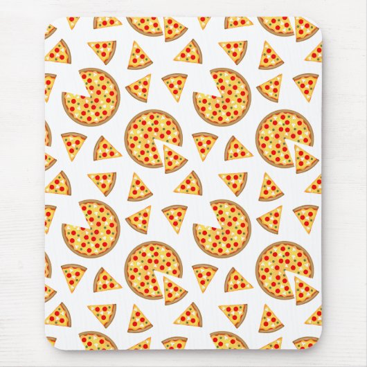 Koele leuke pizza en plakjes patroon op wit muismat (Voorkant)