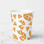 Koele leuke pizza en plakjes patroon op wit papieren bekers (Rechts)