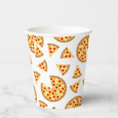 Koele leuke pizza en plakjes patroon op wit papieren bekers (Voorkant)