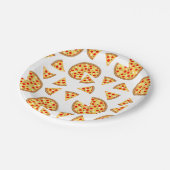 Koele leuke pizza en plakjes patroon op wit papieren bordje (Gekanteld)