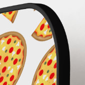 Koele leuke pizza en plakjes patroon op wit pickleball paddle (Links Detail)