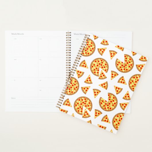 Koele leuke pizza en plakjes patroon op wit planner (Display)
