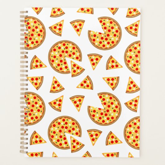 Koele leuke pizza en plakjes patroon op wit planner (Voorkant)