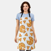 Koele leuke pizza en plakjes patroon op wit schort (Gedragen)
