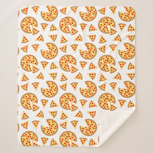 Koele leuke pizza en plakjes patroon op wit sherpa deken (Voorkant)