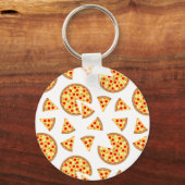 Koele leuke pizza en plakjes patroon op wit sleutelhanger (Achterkant)