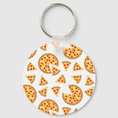 Koele leuke pizza en plakjes patroon op wit sleutelhanger (Achterkant)