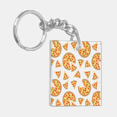 Koele leuke pizza en plakjes patroon op wit sleutelhanger (Voorkant Links)