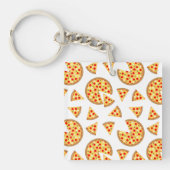 Koele leuke pizza en plakjes patroon op wit sleutelhanger (Voorkant)