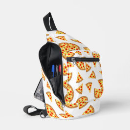 Koele leuke pizza en plakjes patroon op wit sling bag
