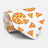 Koele leuke pizza en plakjes patroon op wit stropdas (Opgerold)