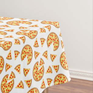 Koele leuke pizza en plakjes patroon op wit tafelkleed